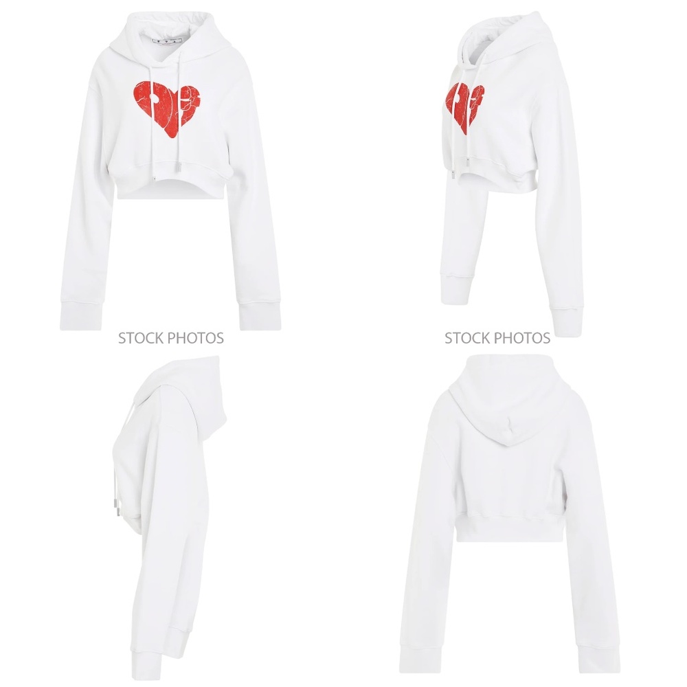 NWT || OFF-WHITE Crack Off Heart Cropped Hoodie